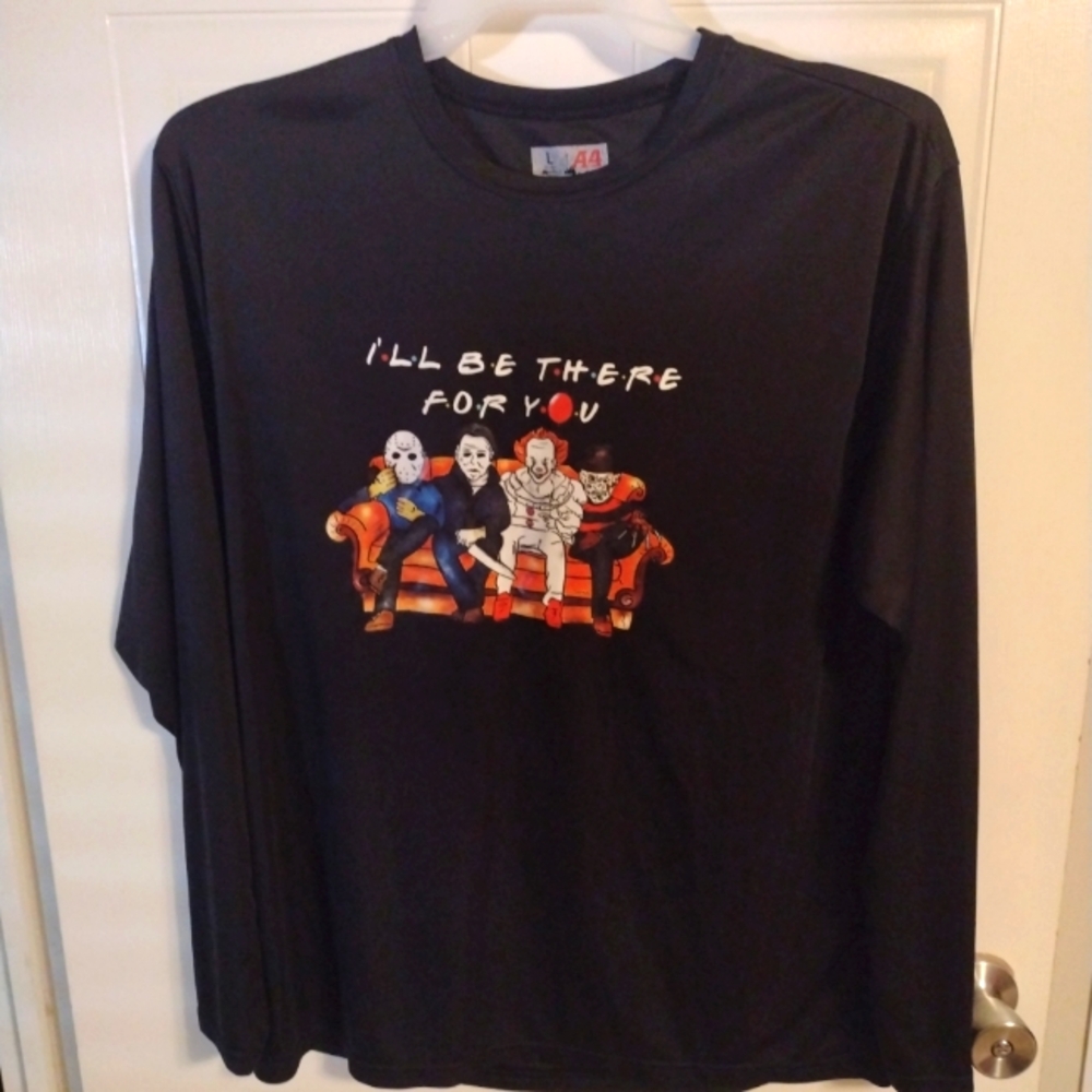 Horror Screen Print Long Sleeve Shirt A4 I'll Be There For You Mens Size Large - Picture 1 of 5
